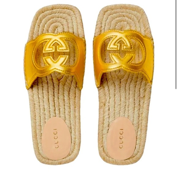 New Gucci double G leather espadrille-  gorgeous! - Picture 1 of 12